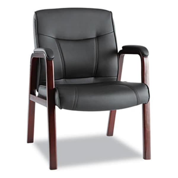 Fine-Line Madaris Leather Guest Chair w/Wood Trim Four Legs Black/Mahogany FI2770234 - main